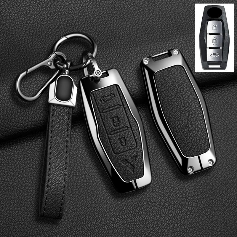 Car Control Remote Key Case Cover For Mitsubishi Outlander 2022 - 2024 2 3 4 Buttons Zinc Alloy Leather Keychain Accessories