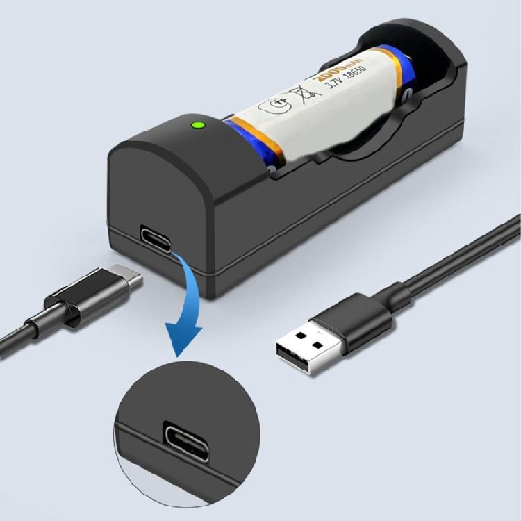 Portable Type C Interface Charging Adapter 1-Slot Charger Supports Multiple Lithium Battery Types Including 18650