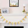 4PCS 40FT Golden Triangle Flag Banner - Double Sided Metallic Paper Bunting Garland for Graduation/Wedding/Birthday Parties
