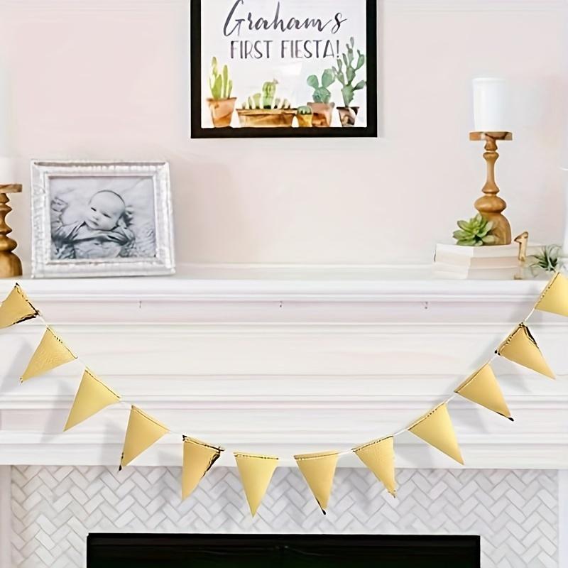 4PCS 40FT Golden Triangle Flag Banner - Double Sided Metallic Paper Bunting Garland for Graduation/Wedding/Birthday Parties