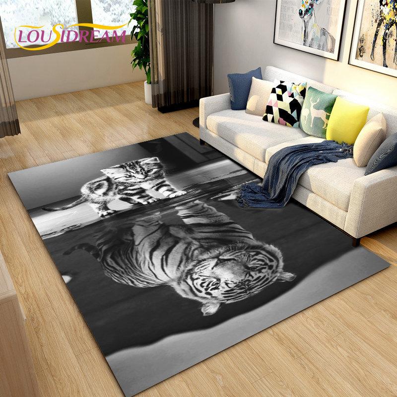 

Тривимірний тигр-звір, саблезуб, килимок із мультяшними тваринами, килимок для вітальні, спальні, дивана, килимок, нековзний килимок 230x160cm
