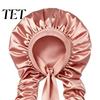 Soft Sleeping Nightcap No Heat Hair Curling Cap for Women, Adjustable Curls Tangle Free Satin Bonnet, Double Layer Medium, Long Hair, Braids,