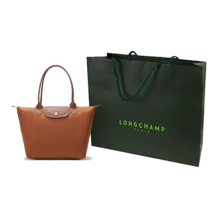 Longchamp Le Pliage 28 Classic Long Handle Canvas And Leather Trimmed Tote Bag Women Tote Bags Brandy 2605089504