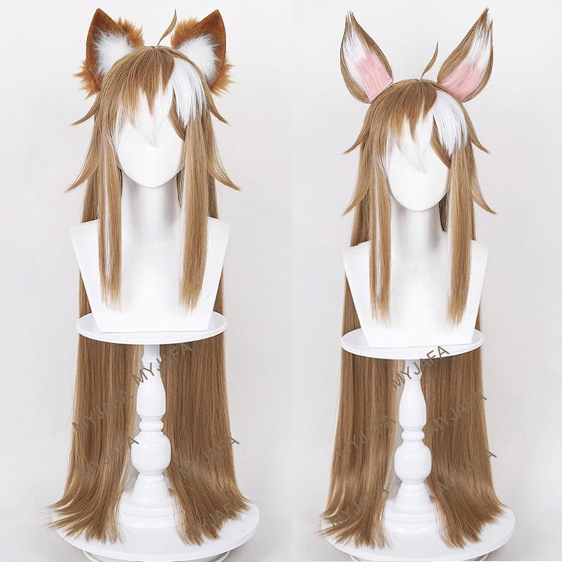Miss Hina Cosplay Wig Impact Cosplay Gorou Cosplay Long Heat Resistant Synthetic Hair Ms Hina Wigs + Wig Cap