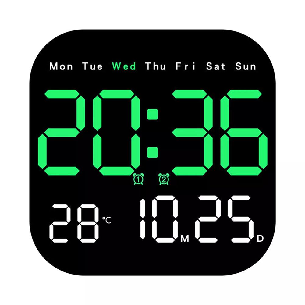 Elektronische Wanduhr Temperatur Datum Anzeige Tischuhr Wandmontage Digitale LED Uhren Für Zuhause 12/24H Sprachsteuerung Sommerzeit