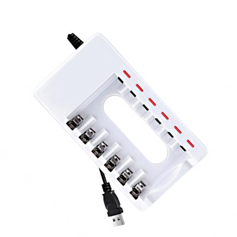 6Slot Battery Charger for 1.2V 2A/3A Rechargeable Batteries Charging Adapter with LED Indicators and Safety Features