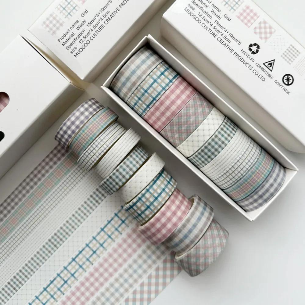 Vintage Style 10 Rolls Washi Tape Set Adhesive Multi-Pattern Scrapbooking Tape Retro DIY Journals Deco Art Supplies