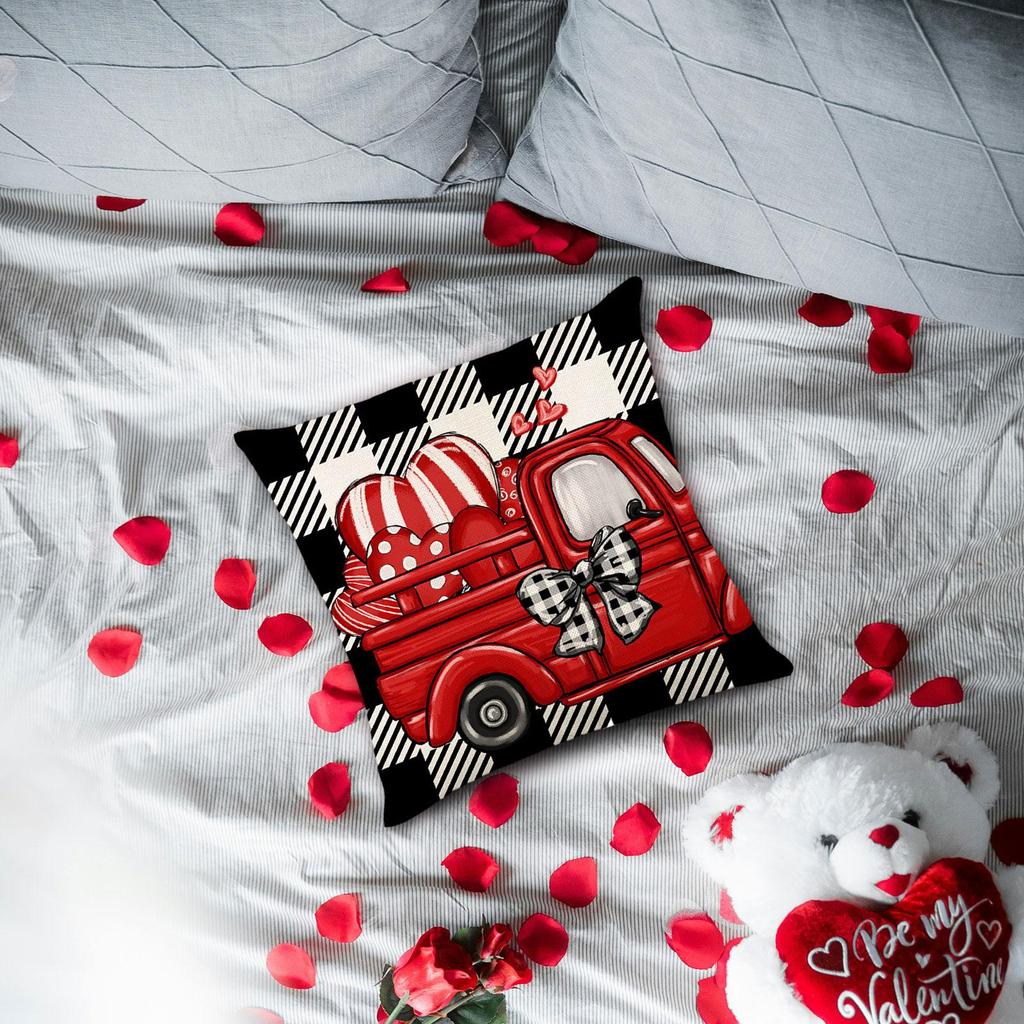 Valentines Day Pillow 45x45cm Sqaure Love Heart Pattern for Couch Sofa Chair Style D