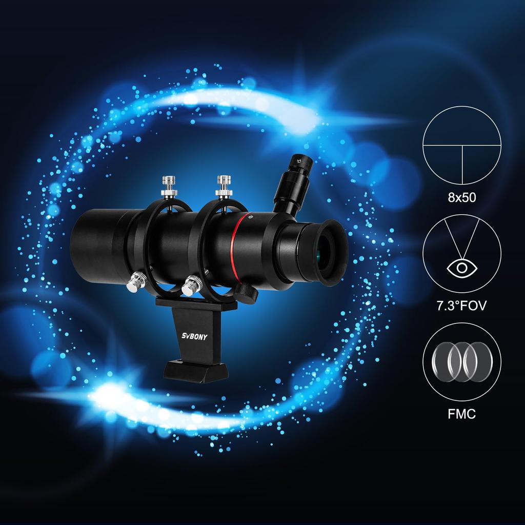 SVBONY SV208 8x50mm Finder Scope Telescope Finder with LED Light Erect Image Finder FMC Astronomical Telescope Accessories