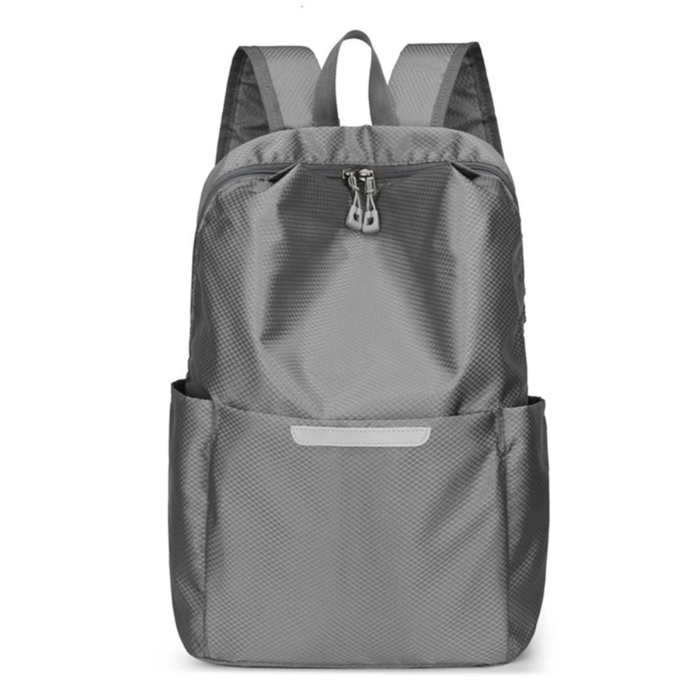 Portable Large Capacity Business Backpack Reflective Solid Color Travel Backpack Waterproof Nylon Student Schoolbag Women
