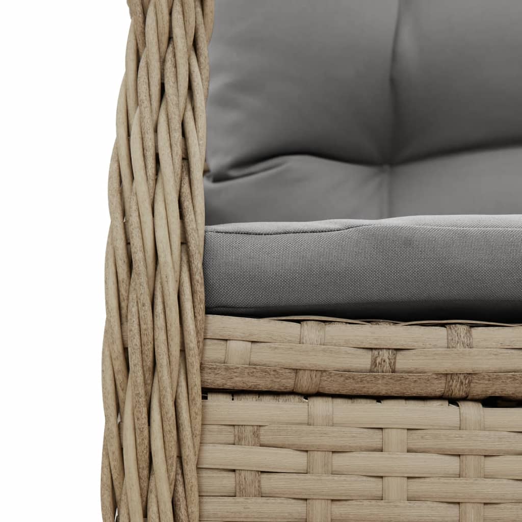 Garden Chair Set 2 Pieces Adjustable Beige Poly Rattan