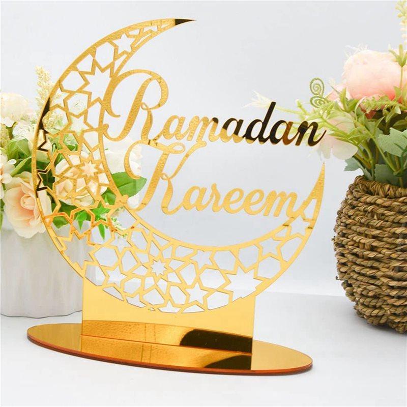 2Pcs Acrylic Eid Mubarak Table Decoration, Ramadan Moon Night Light, Ramadan Mubarak Decoration, Moon Star Ramadan