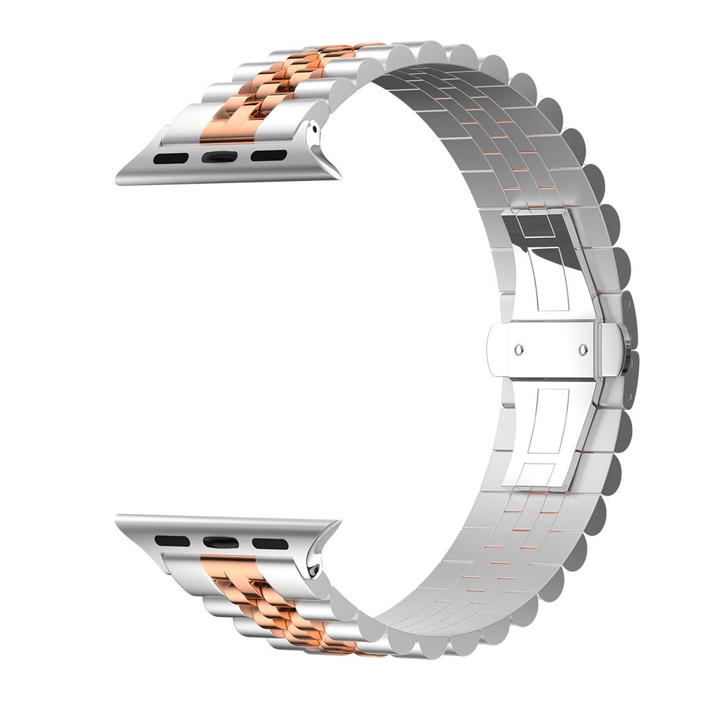 Keepwin 304 Stainless Steel Butterfly Buckle 5 Replacement Adjustable Bracelet Watch Band for Apple IWatch 9 8 Ultra 7 6 5 4 3