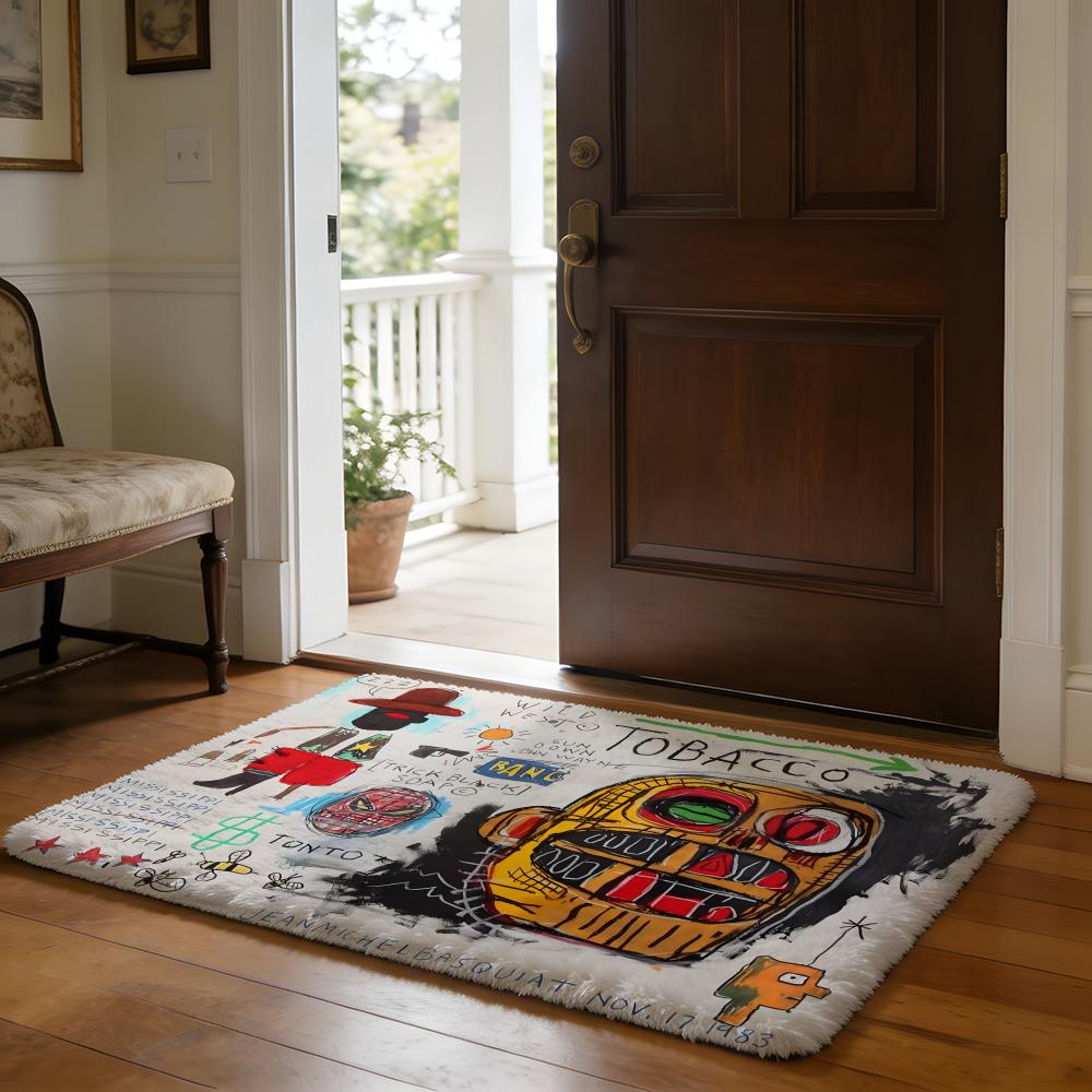 

Floor Mat Soft Flannel Rug Non-Slip Absorbent Mat for Bathroom Bedroom Home Decor P-P-Peaceminusones Design Anime 50x80cm