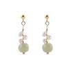 Hetian Jade & Perle Drahtumwickelt 925 Sterlingsilber Ohrstecker - Trendiger, eleganter Damenohrschmuck