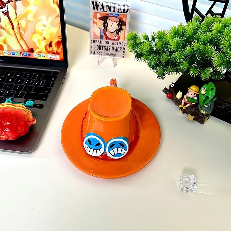 

One Piece Mug Чашка з водою Аніме Косплей Луффі Ейс Сабо Чоппер Керамічна кухоль Персонаж з принтом Чашка кави у формі капелюха Товари для вечірок 401-500ml
