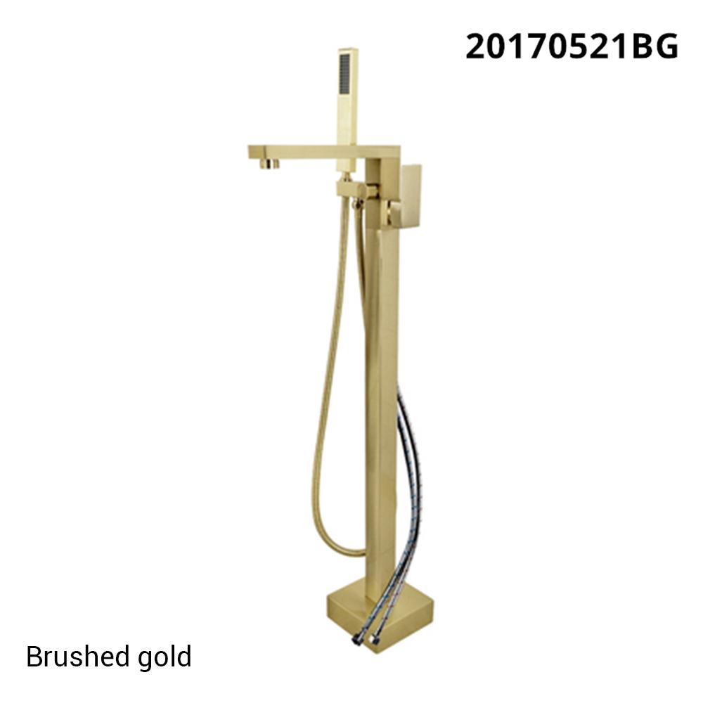 Freestanding Bath Bathtub Filler Faucet Mixer Tap Floor Mounted Matte Black Rose Gold Brushed Square Single Handle Spout Shower