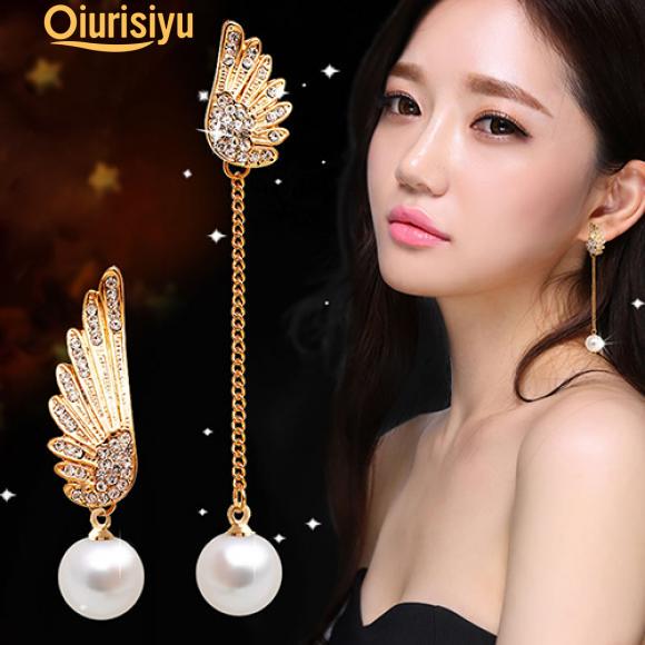 Orecchini Pendenti In Pietra, Ciondolo Angelo Con Perline