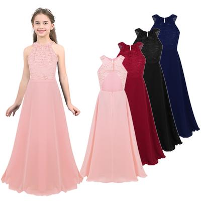 Barn Jenter Blonder Chiffon Prinsessekjole Bryllup Brudepike Klær Blomsterjente kjoler Baby småbarn Daglig slitasje
