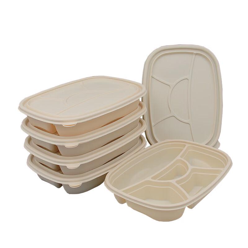 Biodegradable 5-Compartment Disposable Lunch Boxes with Lids