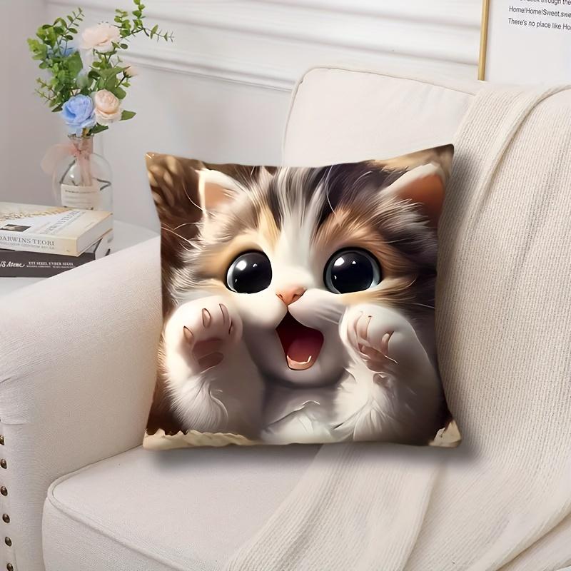 1Pc Adorable Cat Pattern Cushion Cover Home Decor Accessory Pillowcase For Bedroom Sofa Decoration Pillow Cover Christmas Gift