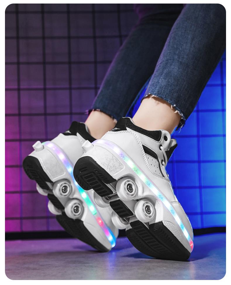 Regulowane Wrotki Czterokołowe dla Dziewcząt w wieku 6-15 lat – Przekształć z Butów do Chodzenia w Wrotki