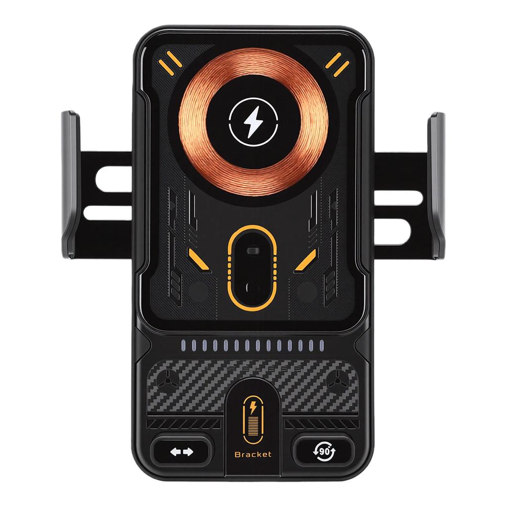 Car Phone Holder Wireless 15W Fast Auto Sensing 90 Degrees Rotation Vent Clip Phone Mount Black
