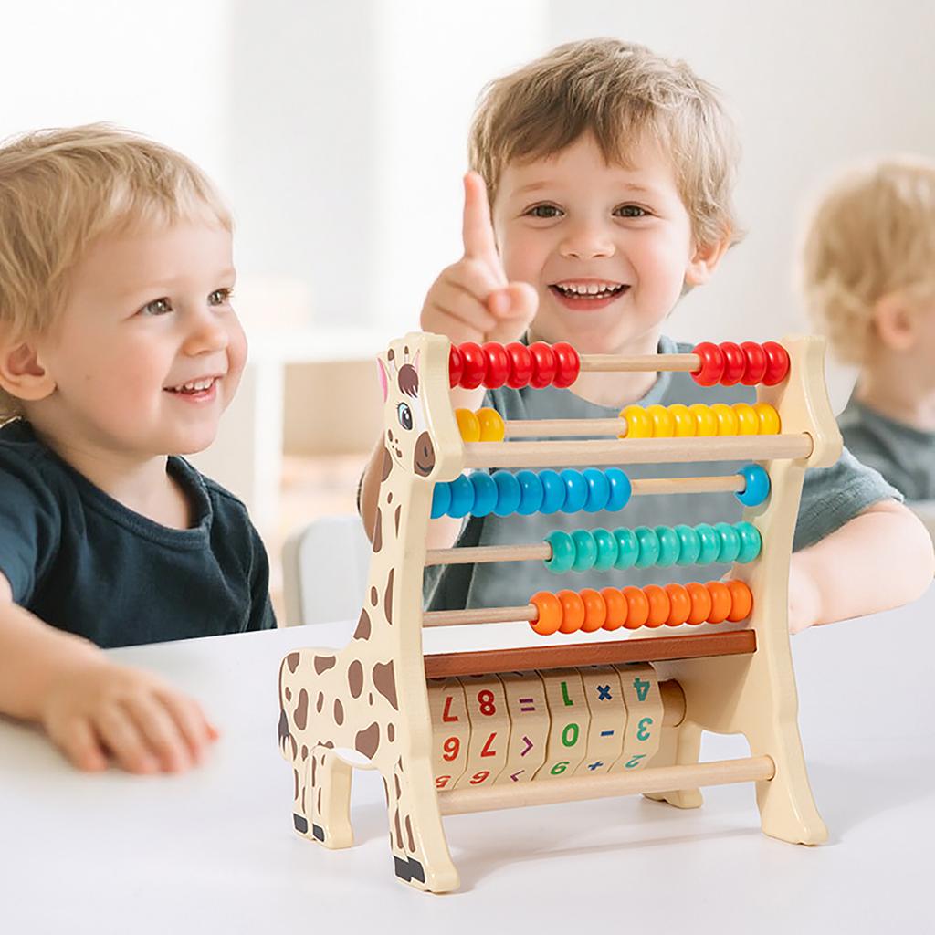 Wooden Giraffe Two In One Calculation Stand Multifunctional Educational Beaded Mathematics Early Education Toy