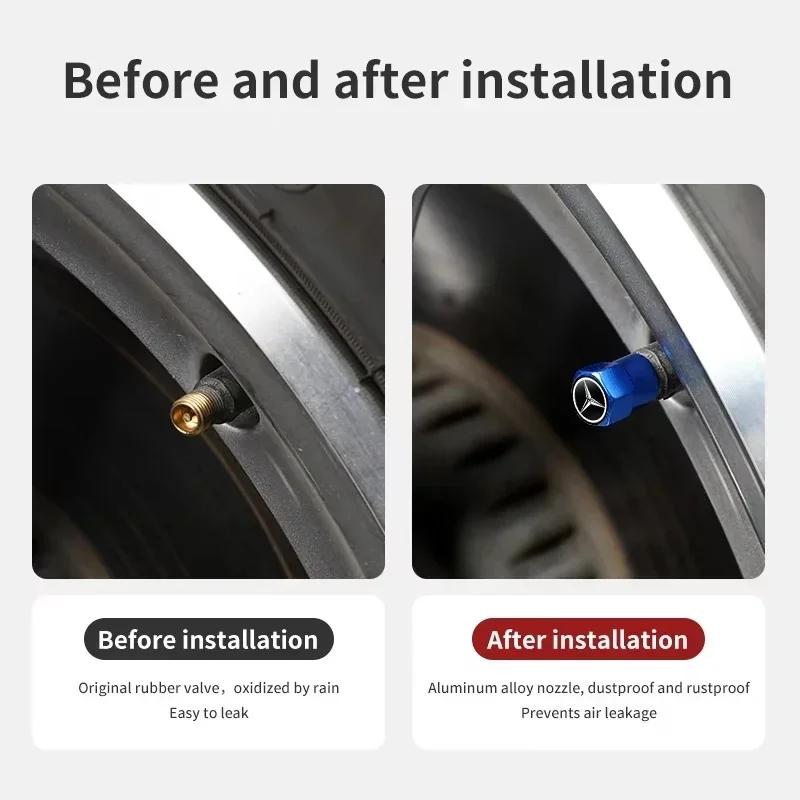 New For Mercedes Benz 4Pcs Metal Car Tire Valve Caps Wheel Dust Cover Car Accessories for Mercedes Benz AMG W204 W211 W212 W213