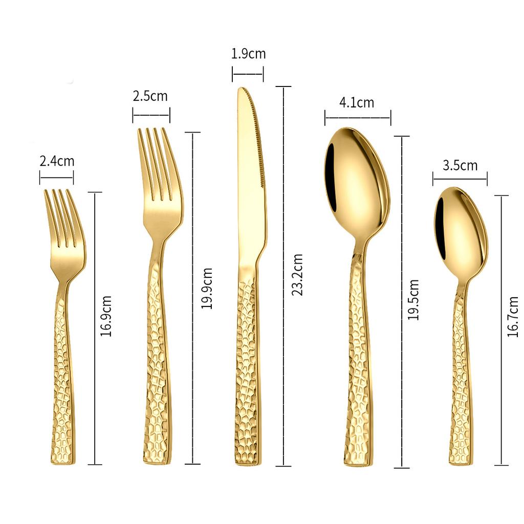 Stainless steel tableware set Western tableware fork Hammer steak knife fork spoon one molding polishing tableware set