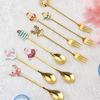 4pcs/set Christmas Stainless Steel Coffee Spoons Tea Scoops Fork Festival Party Tableware Christmas NewYear Gifts