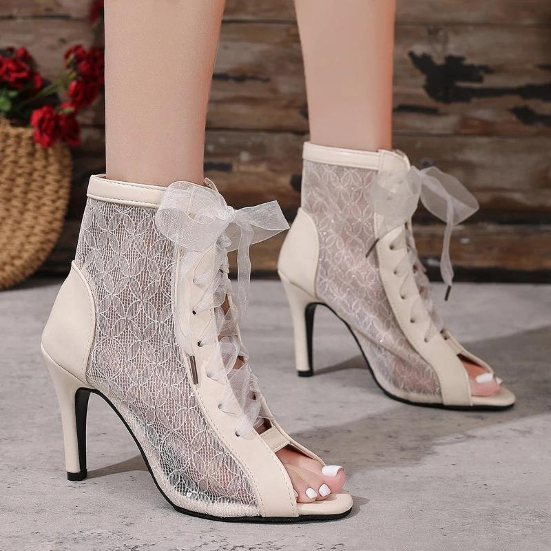 

Модные туфли-стилетто с острым носком и открытым носком, с водонепроницаемой платформой. Модные, универсальные, удобные, нескользящие, дышащие сандалии для женщин. 35 бежевый