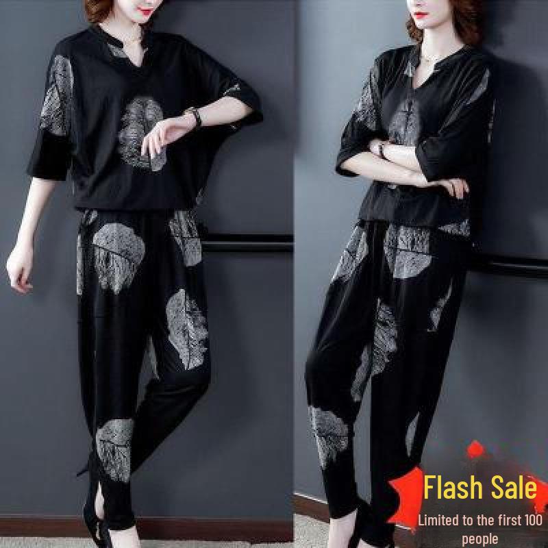 2025 Korean Style Women's Large Size Casual Summer Two-Piece Suit