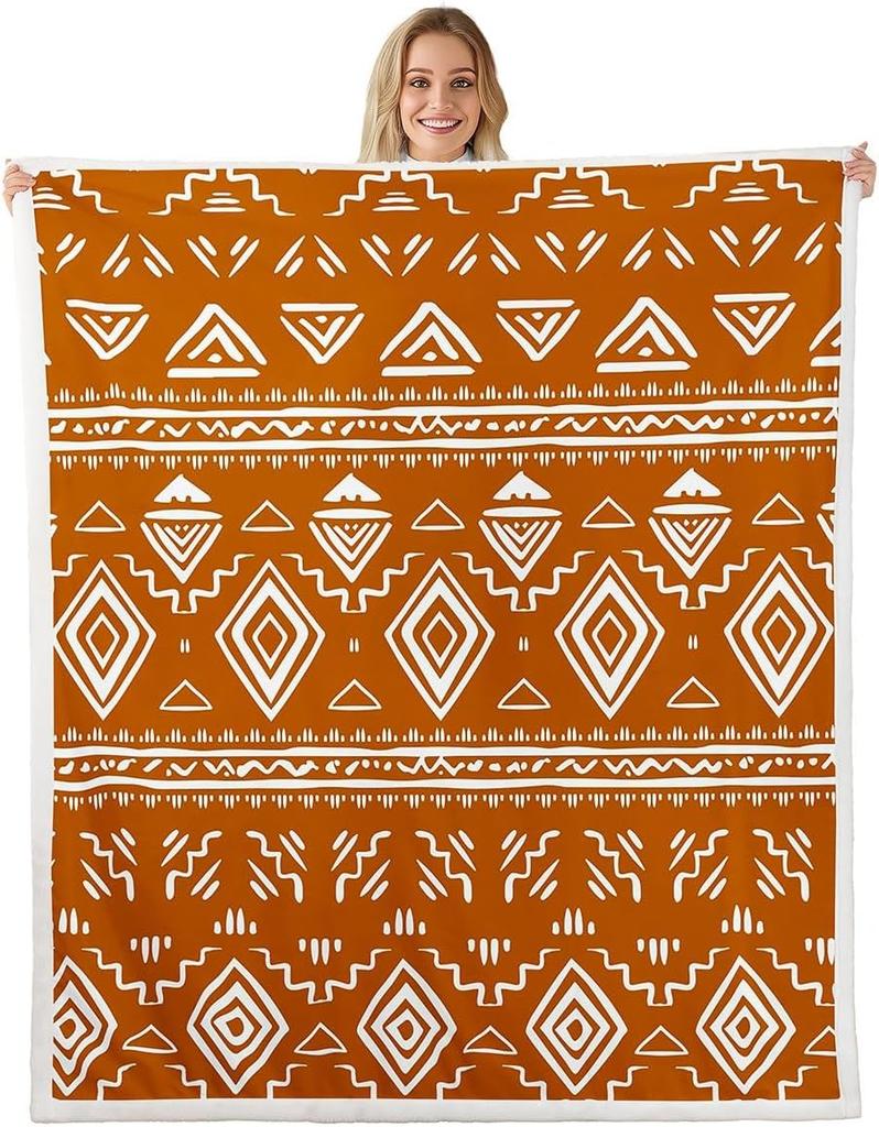 Navajo Pattern Blanket Tribal Design Fleece Throw Southwestern Decor Geometric Print Cozy Home Textile