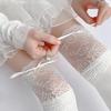 Girls Lolita Velvet Stockings White Knee Length Stockings Lace Splicing High Tube Sock Ribbon Bowknot Long Socks Women Footwear