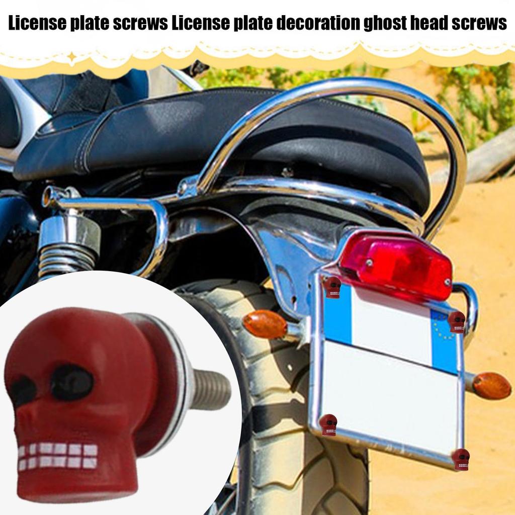 Motorcycle License Plate Bolts, Motorcycle License Plate Screws - Motorcycle Modification, Decorative Skull Screws,