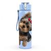 1PC Small Yorkie Puppy Headshot 750ml Color Plastic Sports Water Bottle Leakproof Flip Straw Lid Suitable for Sports Office Home Use