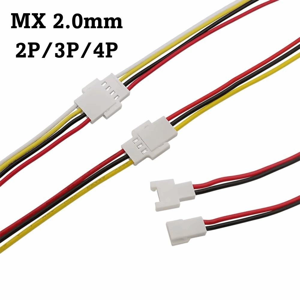 10PCS Male Female Micro Connector Cables Prewired MX 2.0 Male Female Connectors Stable Signal Transmission 2P/3P/4P