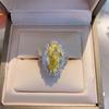 Yellow Marquise Cubic Zirconia Rings Women for Party Temperament Elegant Lady's Rings Anniversary Gift Fashion Jewelry