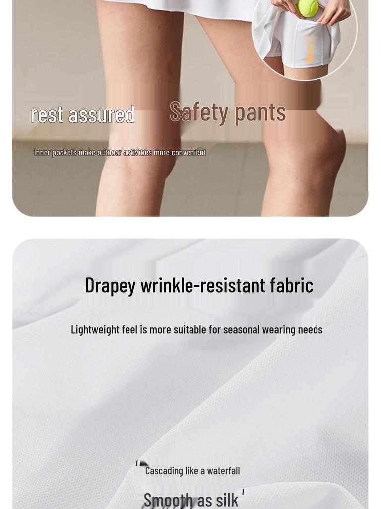 White Sports Mini Skirt: Two-Piece Style, Anti-Exposure - Perfect for Badminton, Tennis, Running & Fitness. Women's Half Skirt for Summer.