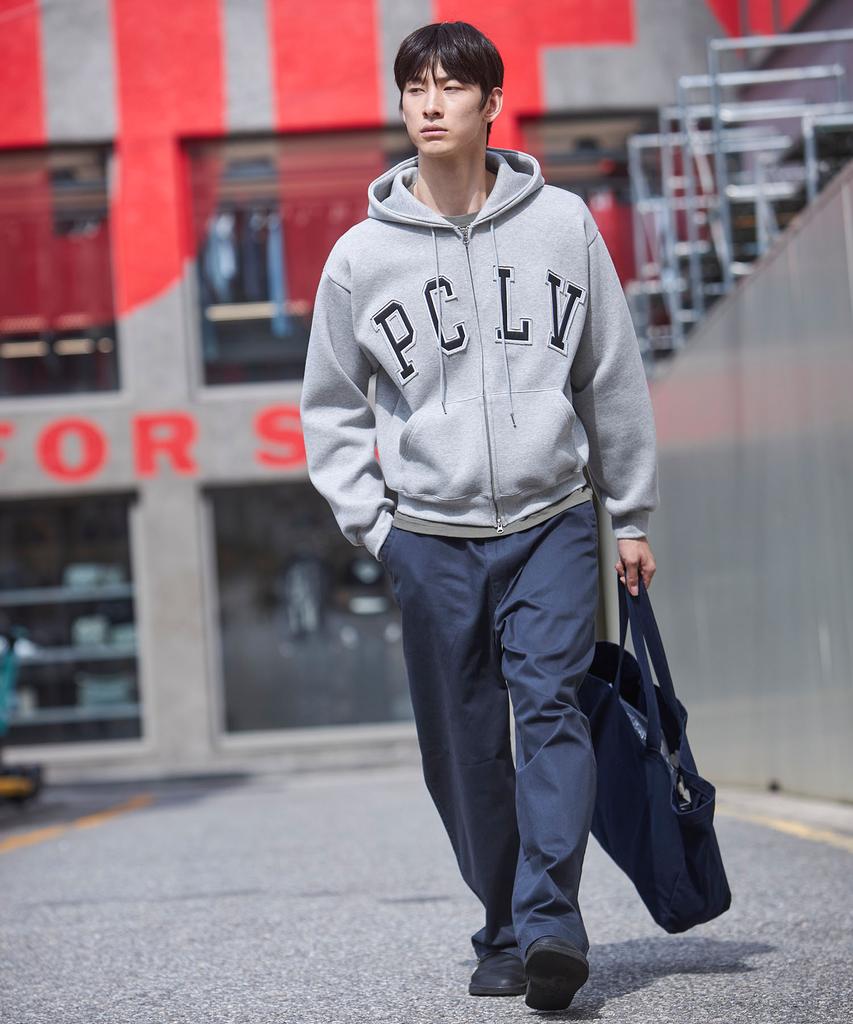 Pol Pclv Double Applique Zip-Up Hoodie_Gray