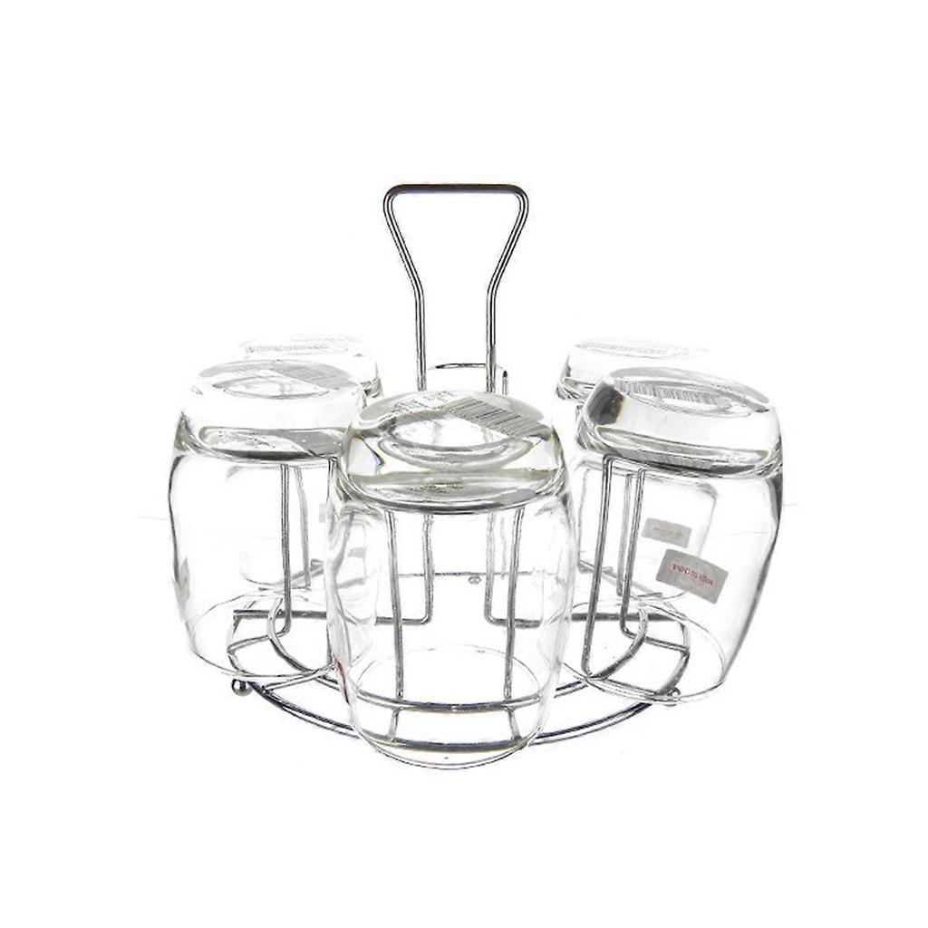 Draining Cup Storage Rack Stainless Steel Water Cup Holder Compact Design For Kitchen Silver 6.7X6.7X5.9In 1Pcs