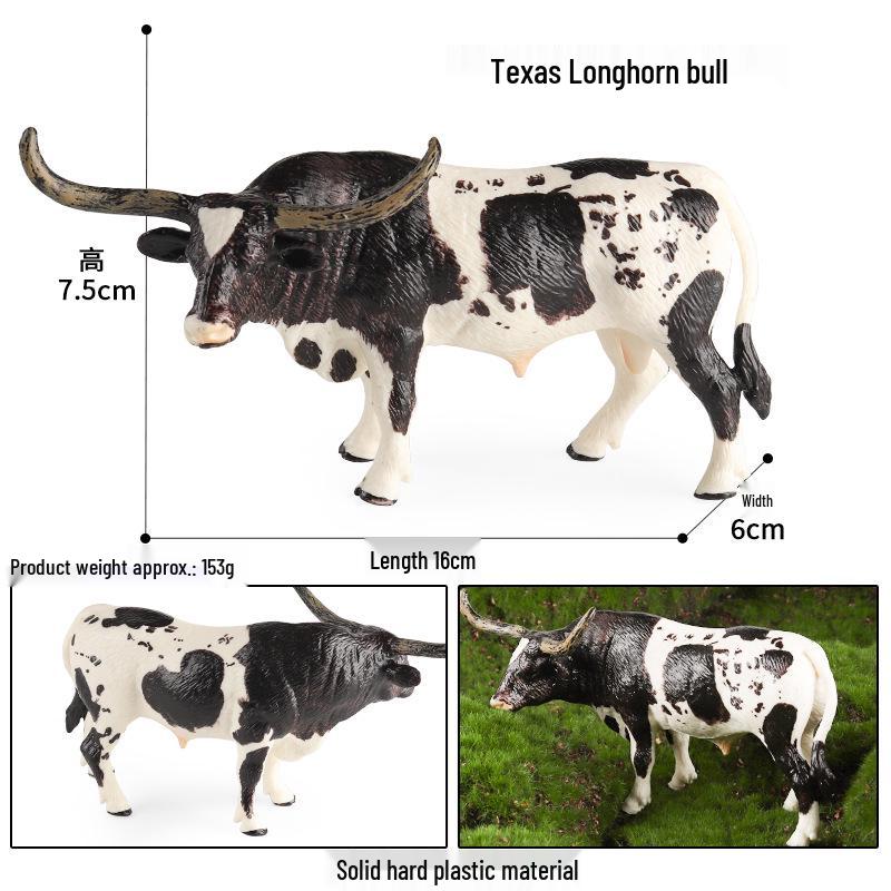 Children's Cognitive Animal Model Toy: Yellow Cow, Buffalo, Rhinoceros, Zebu, Bison, Bull Figurine.