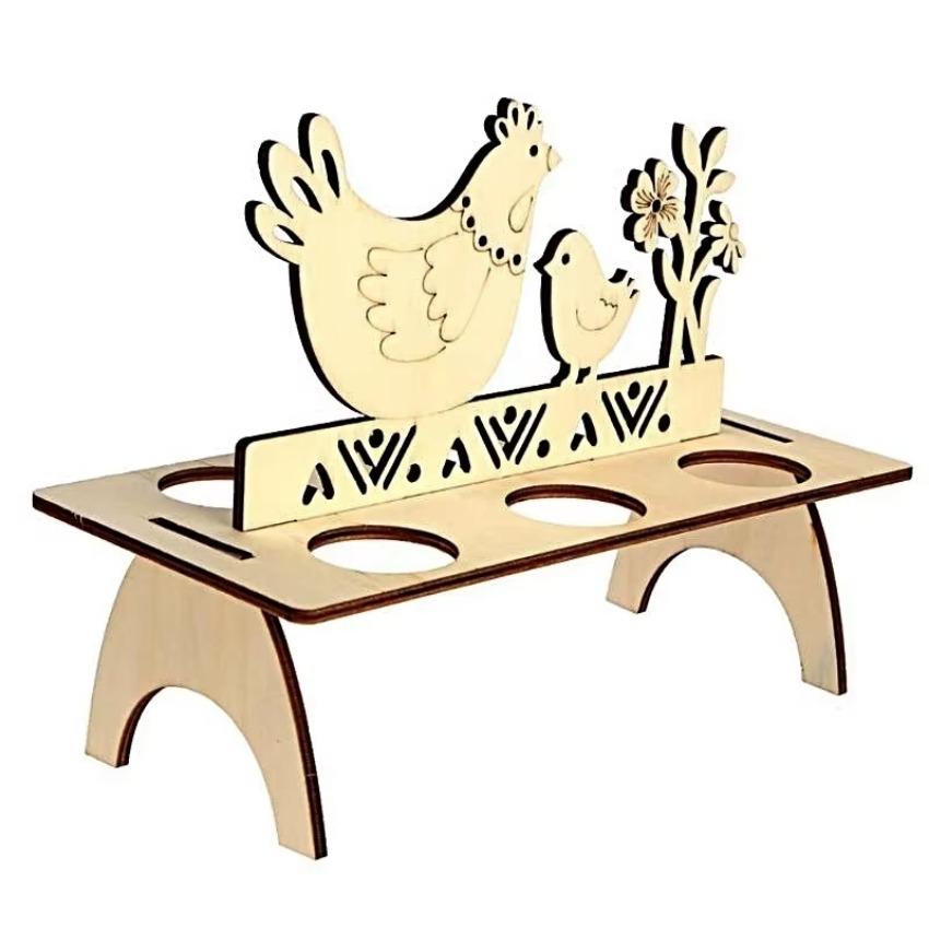 1 Pcs DIY Rabbit Chick Easter Egg Tray Wooden Cute Party Decoration Home Decoration House Decoration Creative