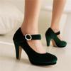 Enkeltsko med høye hæler for kvinner vår og høst nye enkel vanntett plattform tykk hæl grunt munn stor størrelse fire årstider sko