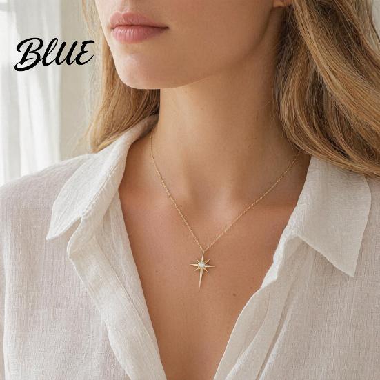 Versatile Style Necklace Mini Eight-Pointed Star for Women Rhinestone Polished