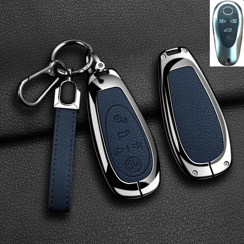 Car Remote Key Case Cover for Morris Garages MG Cyberster Zinc Alloy Leather Fob Protection Shell Auto Keychain Accessories