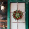 Yousheng Christmas Wreaths for Front Door Artificial Greeney Wreath with Bow And Red Berries for Holiday Home Wall Fireplace Indoor Outdoor Porch