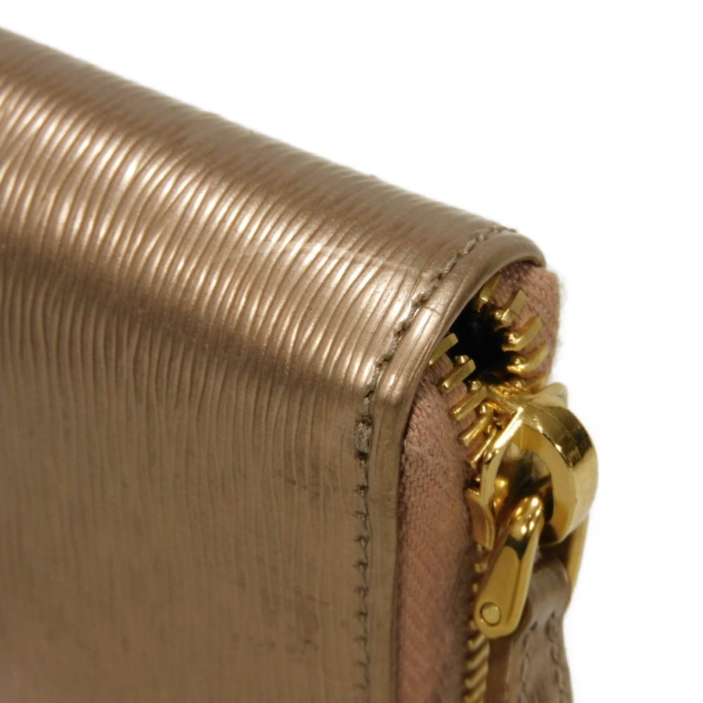 Used 11569 Vitello Move Coin Purse 1MM268 7943 Zip Around Compartment Card Case with Logo, Pink Gold, Women's from