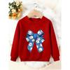 Unisex Kids Crewneck Sweatshirt, Blue Baseball Bow Print Long Sleeve Pullover, Boys Girls Sports Casual Sweatshirt For Kids Over 4 Years Old